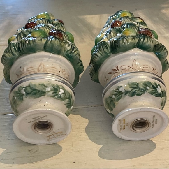Vintage Fitz and Floyd Salt Pepper Shakers Winter Garden Topiary Holiday Decor - Picture 2 of 9